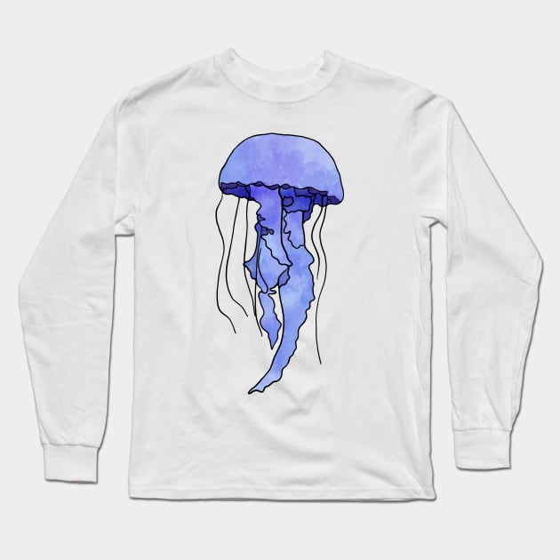 Jellyfish Watercolor Ilustration Long Sleeve T-Shirt by murialbezanson